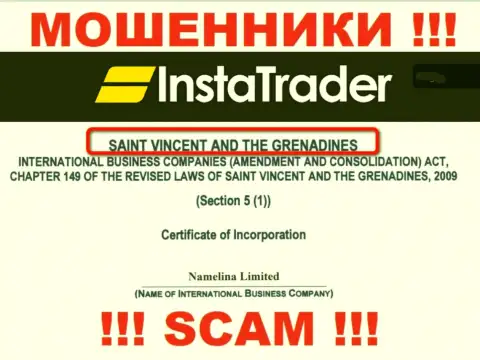 St. Vincent and the Grenadines - это место регистрации конторы InstaTrader, которое находится в офшорной зоне