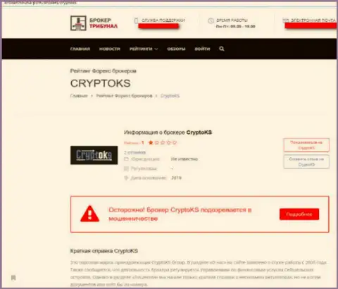 Обворованный трейдер предупреждает о рисках работы с жульнической конторой CryptoKS Com