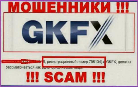 Регистрационный номер мошенников интернет сети организации GKFXECN Com - 795134