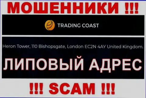 Доверять сведениям, что TradingCoast показали у себя на web-сайте, на счет юридического адреса, не надо