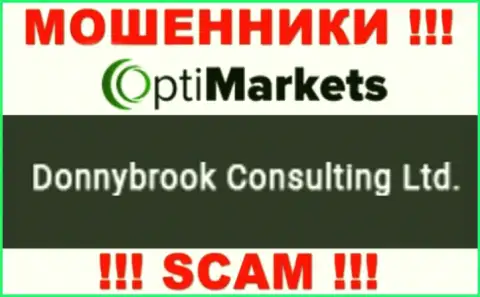 Мошенники OptiMarket сообщают, что Donnybrook Consulting Ltd владеет их лохотронным проектом