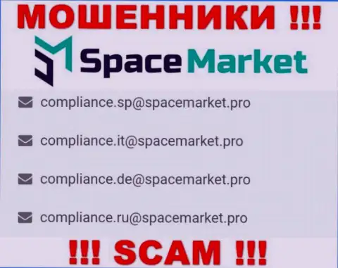 На e-mail, расположенный на сайте махинаторов SpaceMarket, писать рискованно - это ЖУЛИКИ !!!