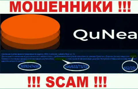 Воры Qu Nea не скрывают свою лицензию, показав ее на информационном сервисе, однако будьте крайне внимательны !!!