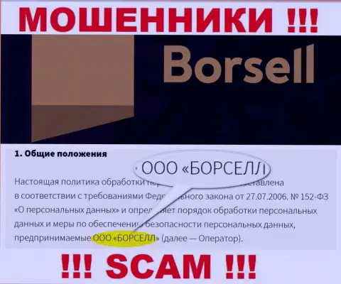 Мошенники Borsell принадлежат юр лицу - ООО БОРСЕЛЛ
