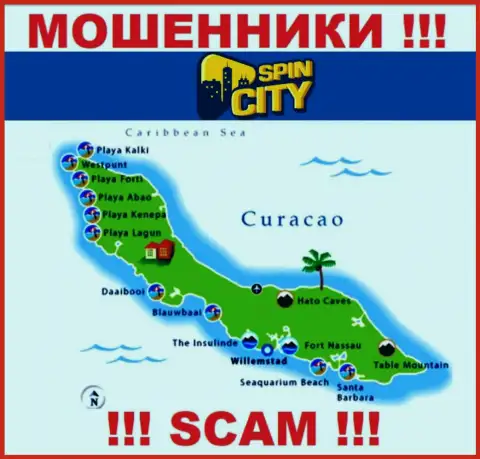 Юридическое место регистрации Spin City на территории - Curacao