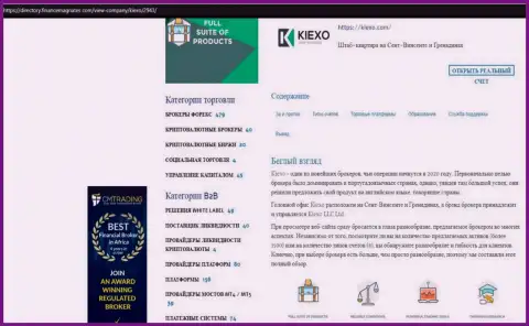 Материал об условиях торговли ФОРЕКС брокерской организации KIEXO, представленный на сайте Directory FinanceMagnates Com